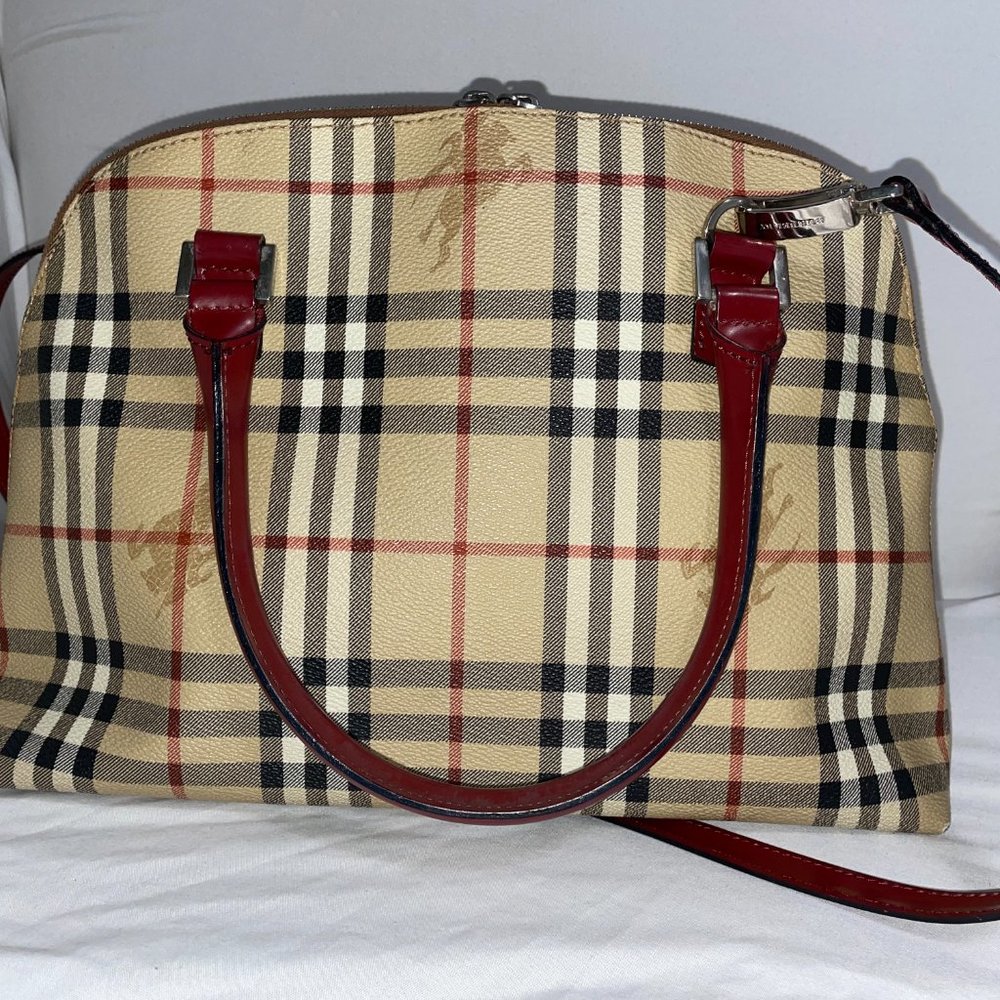 Preloved Burberry PVC Leather Nova Check 2way Handbag Beige